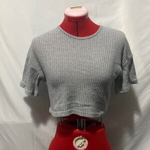 Stylish Gray Ribbed Crop Top